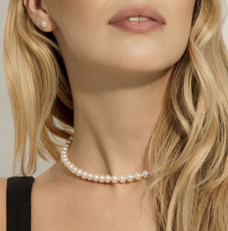 6.5-7.0mm Japanese Akoya White Pearl Necklace - AA+ Quality - Secondary Image