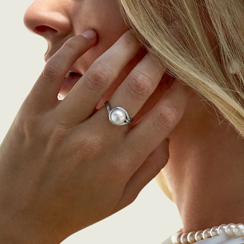 Südseeperlen- und Diamant-Weidenring – Modellbild