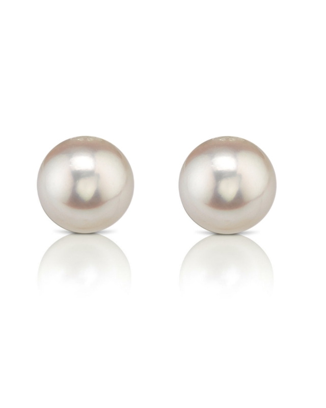 8,5–9,0 mm zertifizierte Hanadama-Akoya-Rundperlen-Ohrstecker