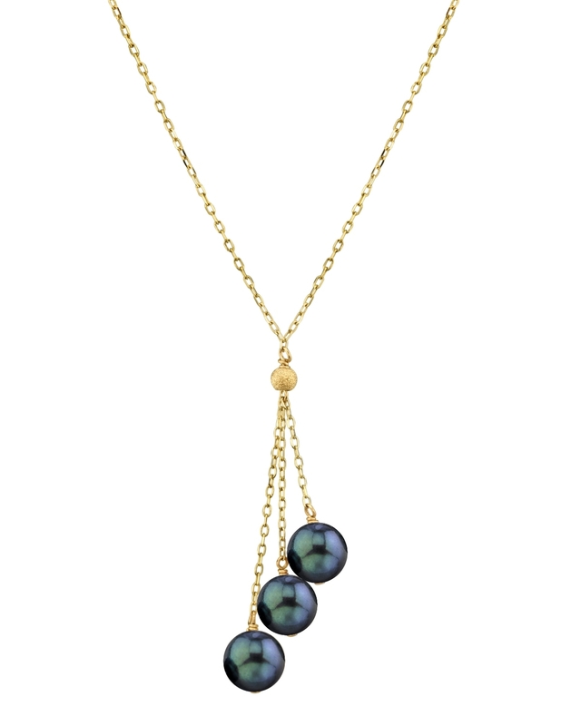 Anhänger aus 14-karätigem Gold mit schwarzer japanischer Akoya-Perle im Tincup-Cluster-Design – Drittes Bild