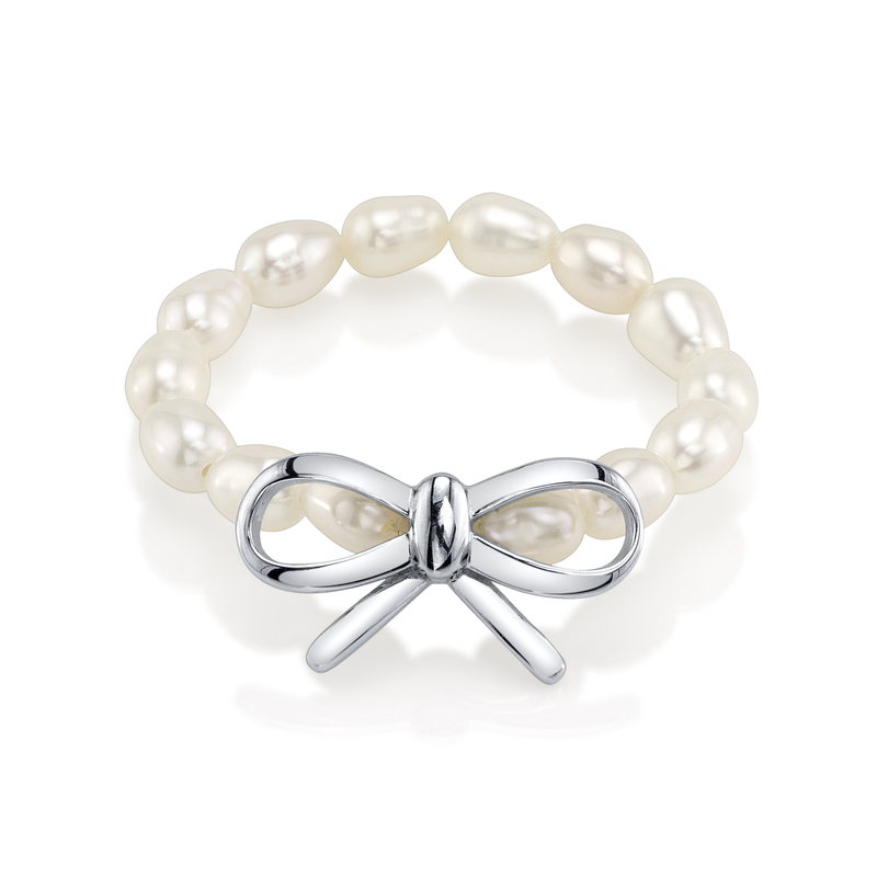 Verstellbarer Anabelle-Ring aus Sterlingsilber mit weißer Süßwasserperle