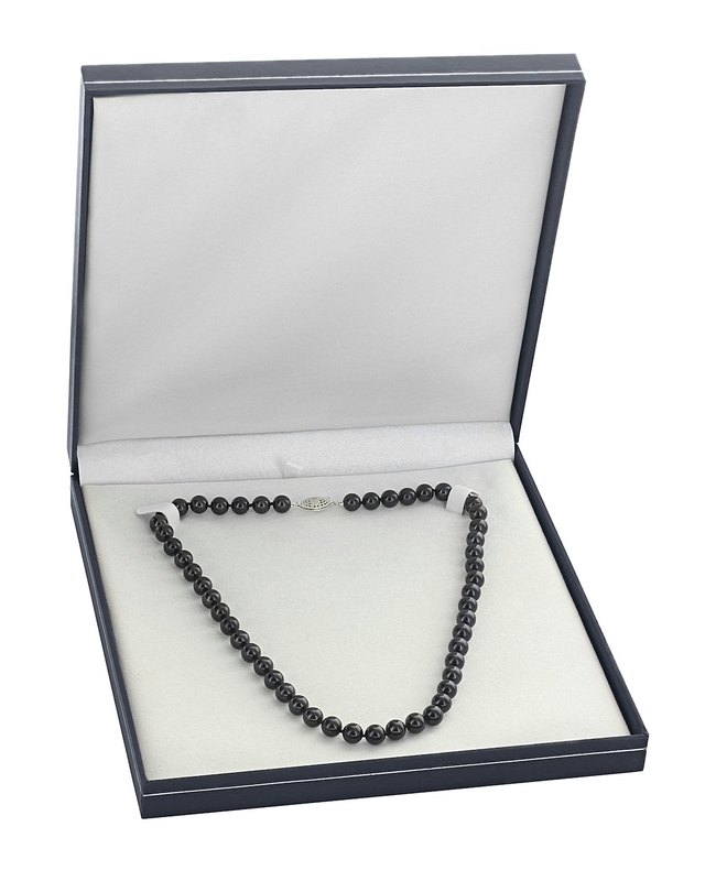 5.0-5.5mm Japanese Akoya Black Choker Length Pearl Necklace - AA+ Quality - Secondary Image