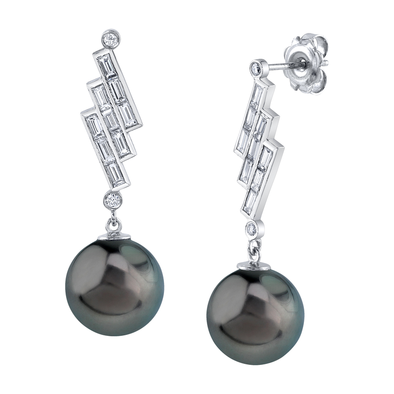 Ohrringe mit tahitischen Südseeperlen und Diamanten