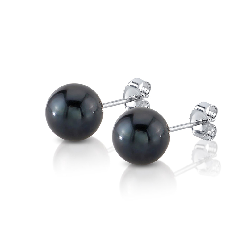 7,0–7,5 mm schwarze Akoya-Rundperlen-Ohrstecker