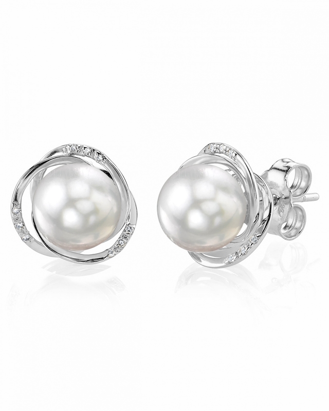 Lexi-Ohrringe mit weißer Südseeperle und Diamanten