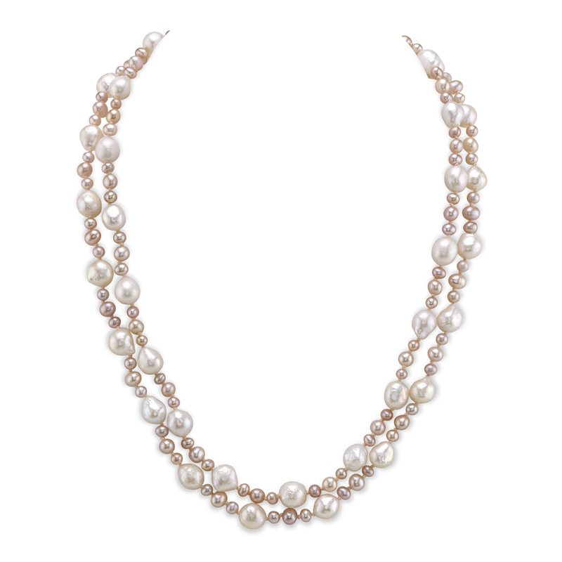 3–8 mm mehrfarbige Süßwasser-Doppelperlenkette – AAA-Qualität