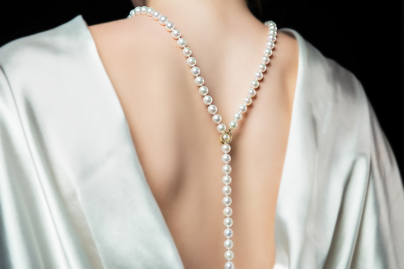 White Freshwater Pearl Adjustable Lariat Y - Shape 51 Inch Rope Length Necklace - AAAA Quality - Third Image