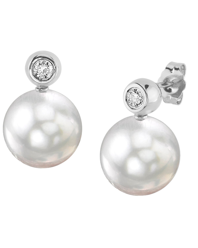 Ohrringe „Dakota“ mit weißer Südseeperle und Diamanten