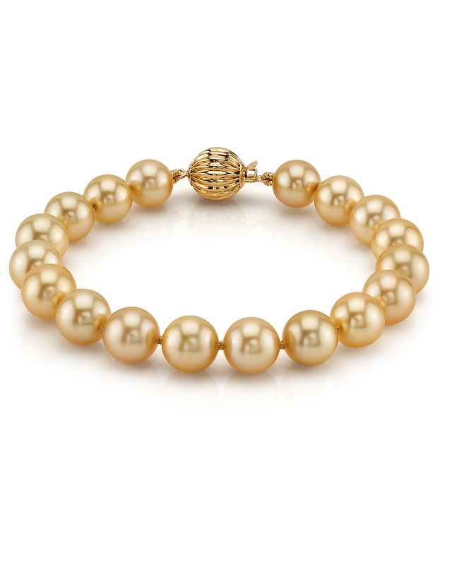 Armband aus 8–9 mm großen goldenen Südseeperlen