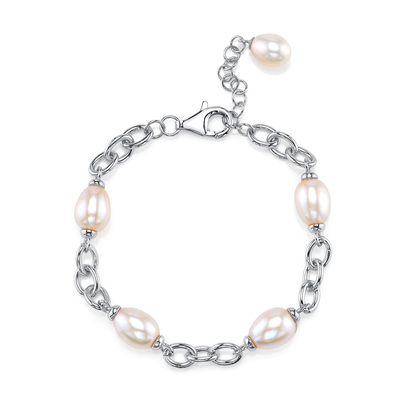 Armband mit weißen Süßwasser-Barockperlen von Miren