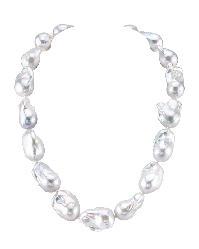 13–16 mm weiße Barock-Süßwasserperlenkette – AAA-Qualität