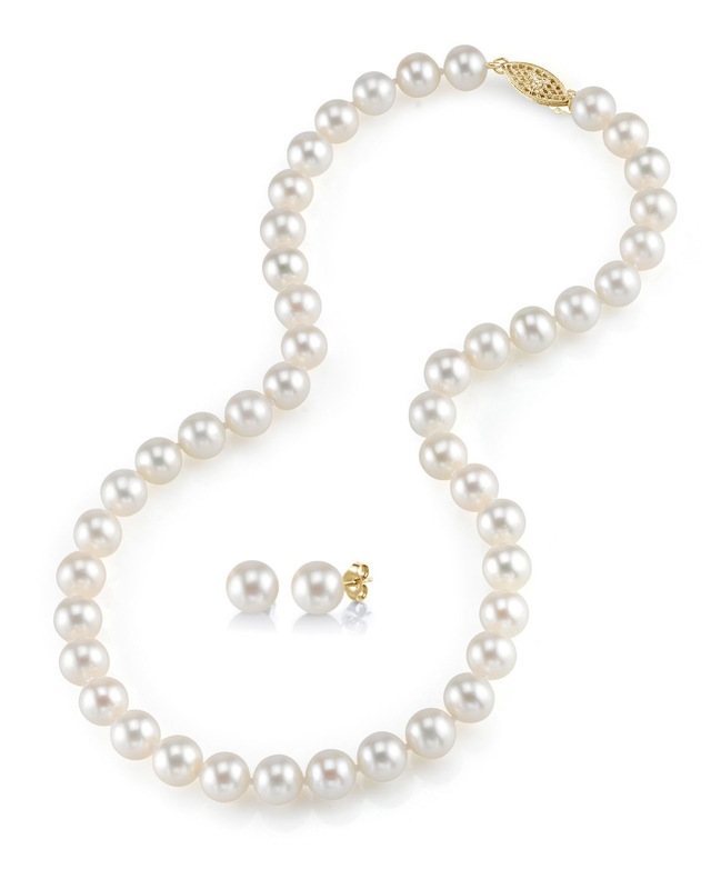 7,0–7,5 mm Süßwasser-Choker-Perlenkette & Ohrringe – Drittes Bild