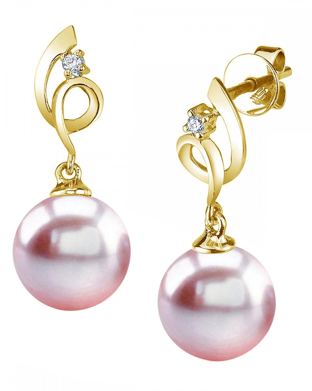 Ohrringe „Symphony“ aus 14-karätigem Roségold mit Süßwasserperlen und Diamanten