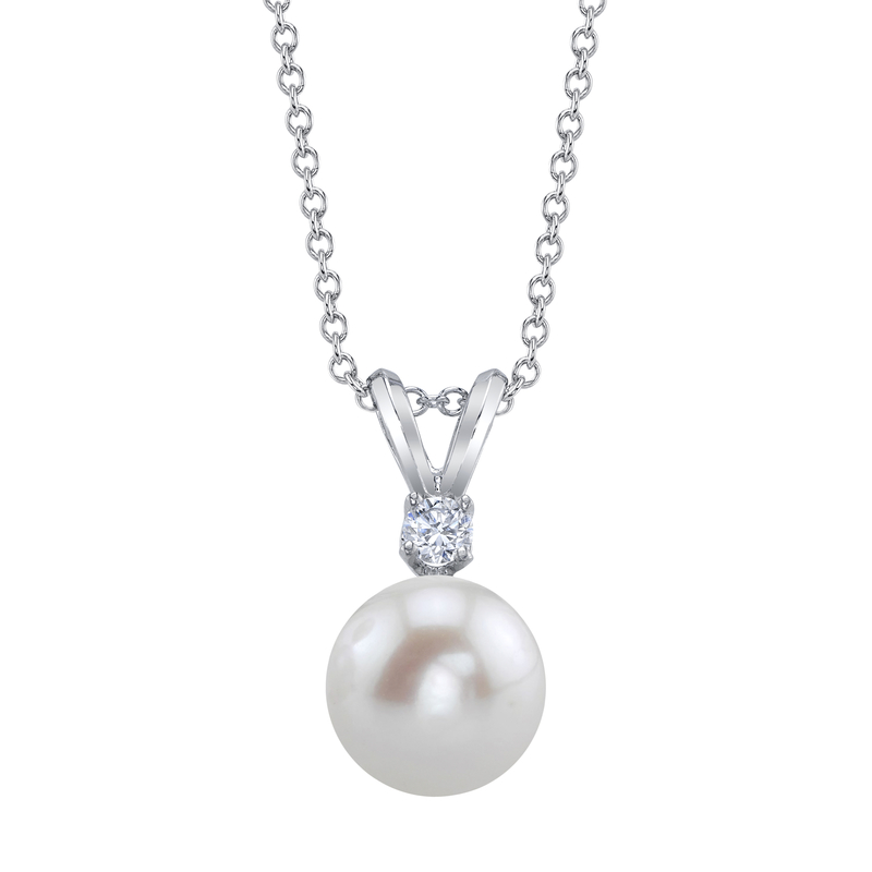 14K Freshwater Pearl & Diamond Classic Pendant