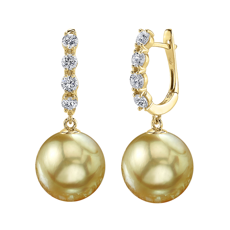 Ohrringe „Golden South Sea Pearl & Diamond Belle“