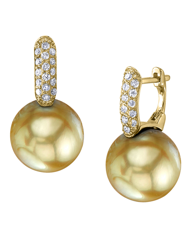Emily-Ohrringe mit goldener Südseeperle und Diamanten