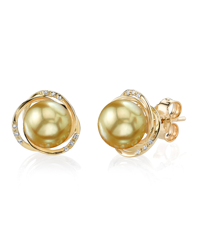 Lexi-Ohrringe mit goldener Südseeperle und Diamanten