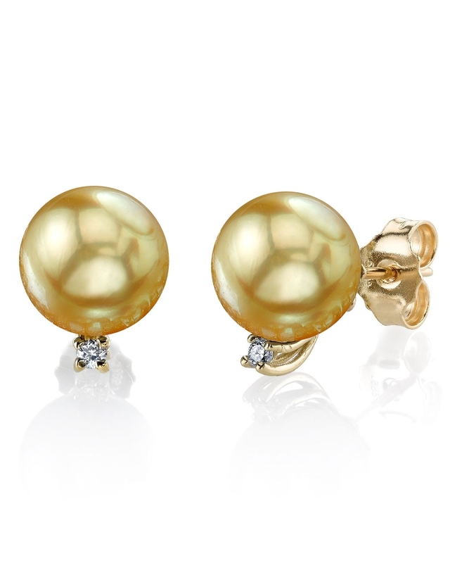Sasha-Ohrringe mit goldener Südseeperle und Diamanten