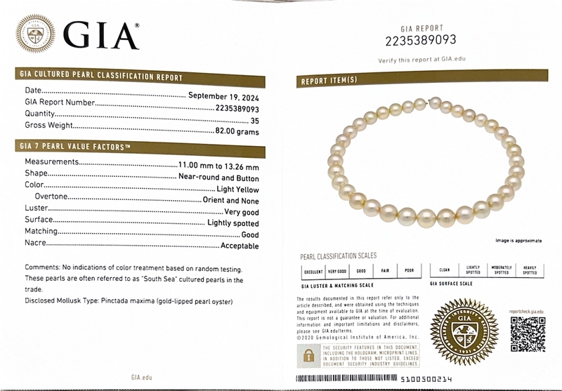 11–13 mm goldene Südseeperlenkette – GIA-zertifiziert – Zweites Bild