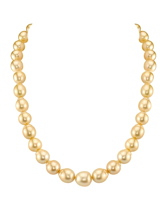 Halskette aus barock geformten goldenen Südseeperlen, 10–12 mm – AAA-Qualität