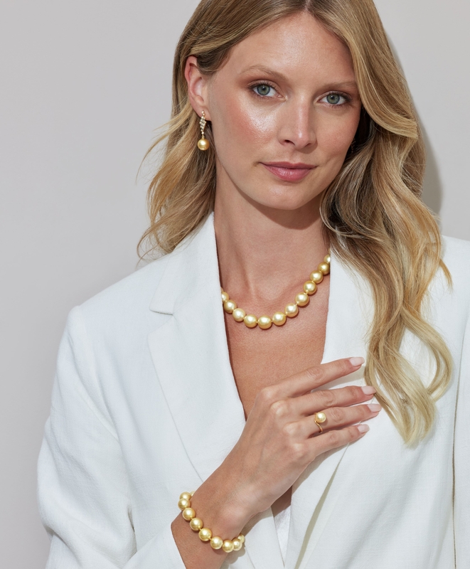 Armband mit 11–12 mm großen goldenen Südseeperlen – Zweites Bild