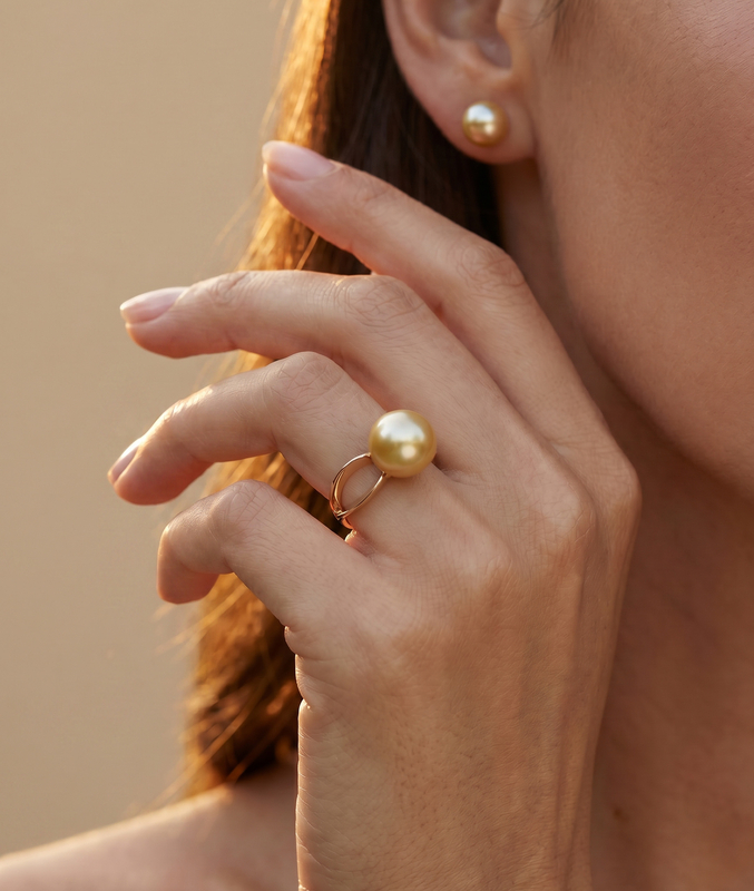 Lana-Ring mit goldener Südseeperle – Modellbild