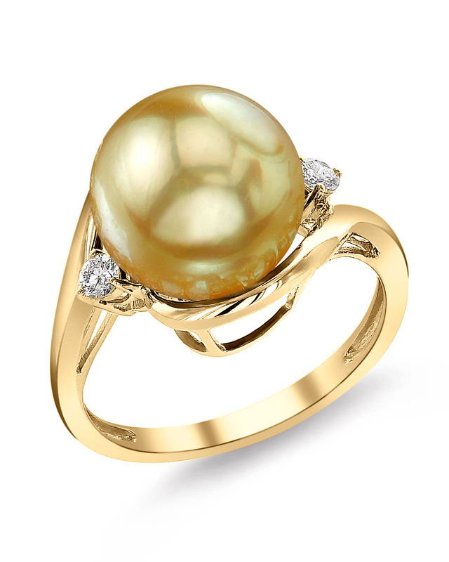 Sia-Ring mit goldener Südseeperle und Diamanten