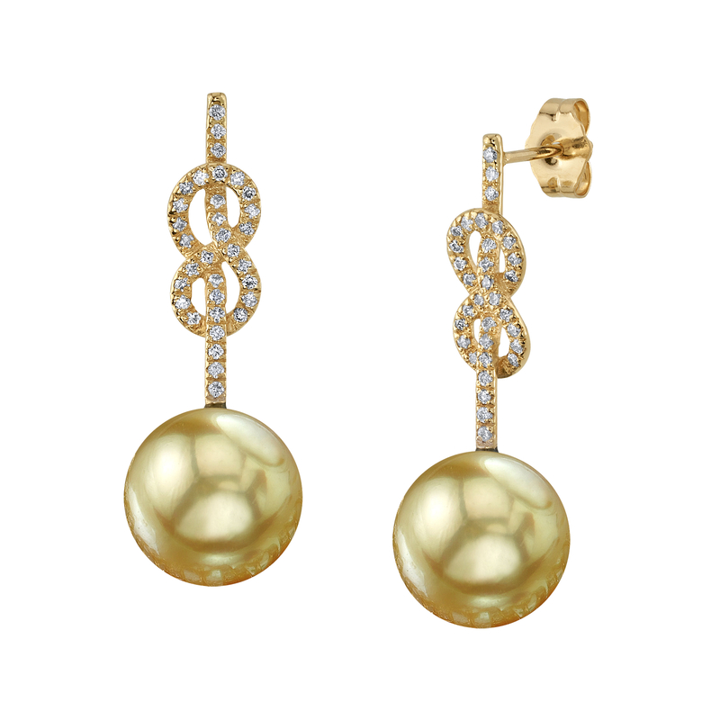 Levana Infinity-Ohrringe mit goldener Südseeperle und Diamanten