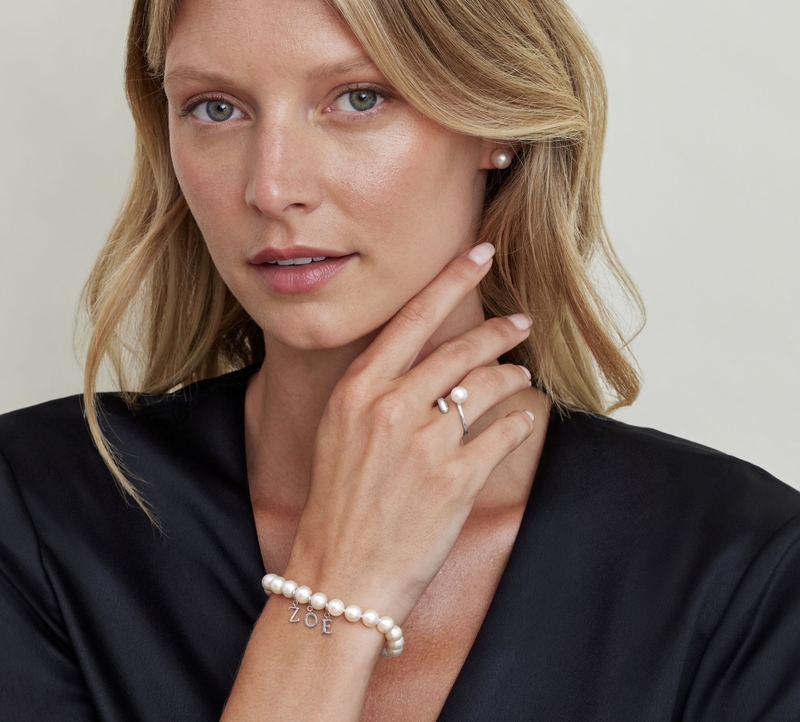 Armband aus weißen Süßwasserperlen, 7,5–8,5 mm – AAA-Qualität – Drittes Bild