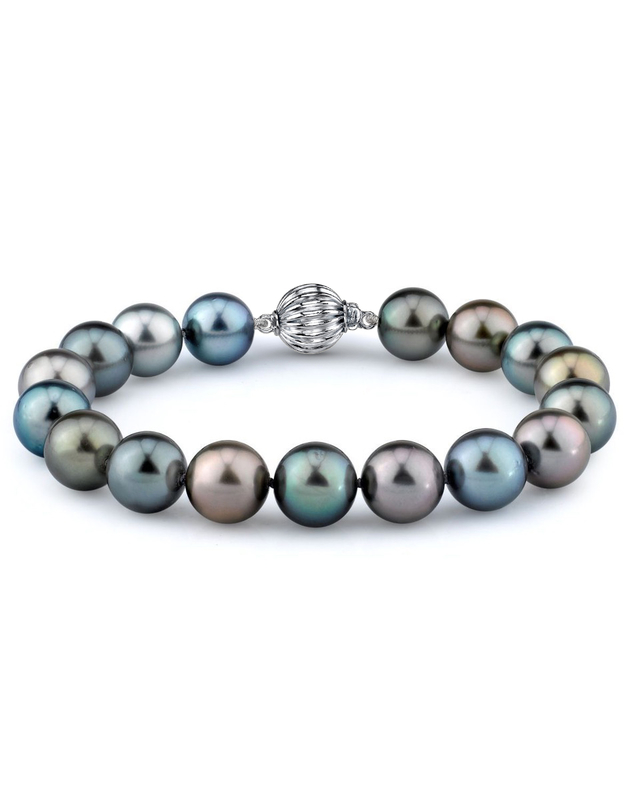 Armband aus 9–10 mm großen mehrfarbigen Tahiti-Südseeperlen – AAA-Qualität