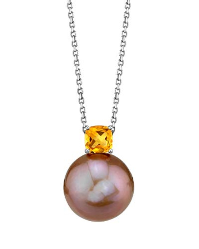 Anhänger aus 14-karätigem Gold mit Süßwasserperle und Citrin