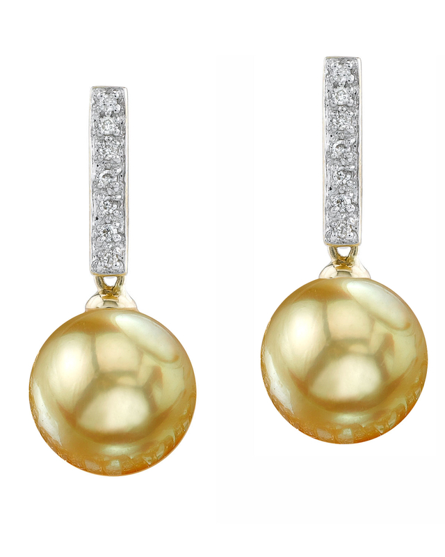 Goldene Perlen-Ohrringe mit Diamanten