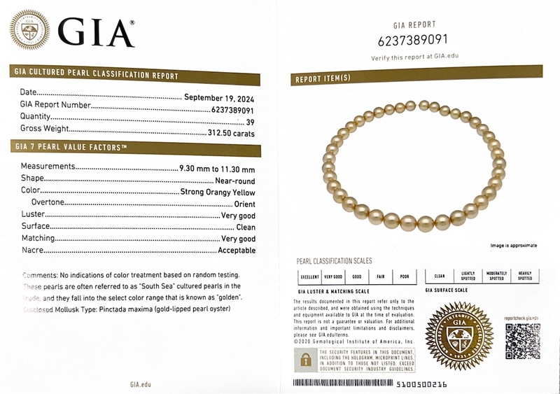 9–11 mm goldene Südseeperlenkette – GIA-zertifiziert – Zweites Bild
