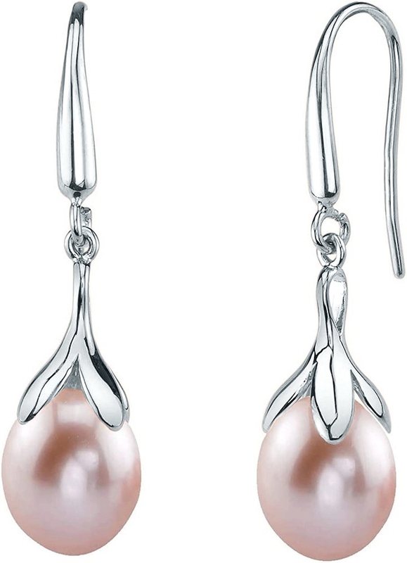 10–11 mm große rosa Süßwasserperlen-Ohrringe in Olivform