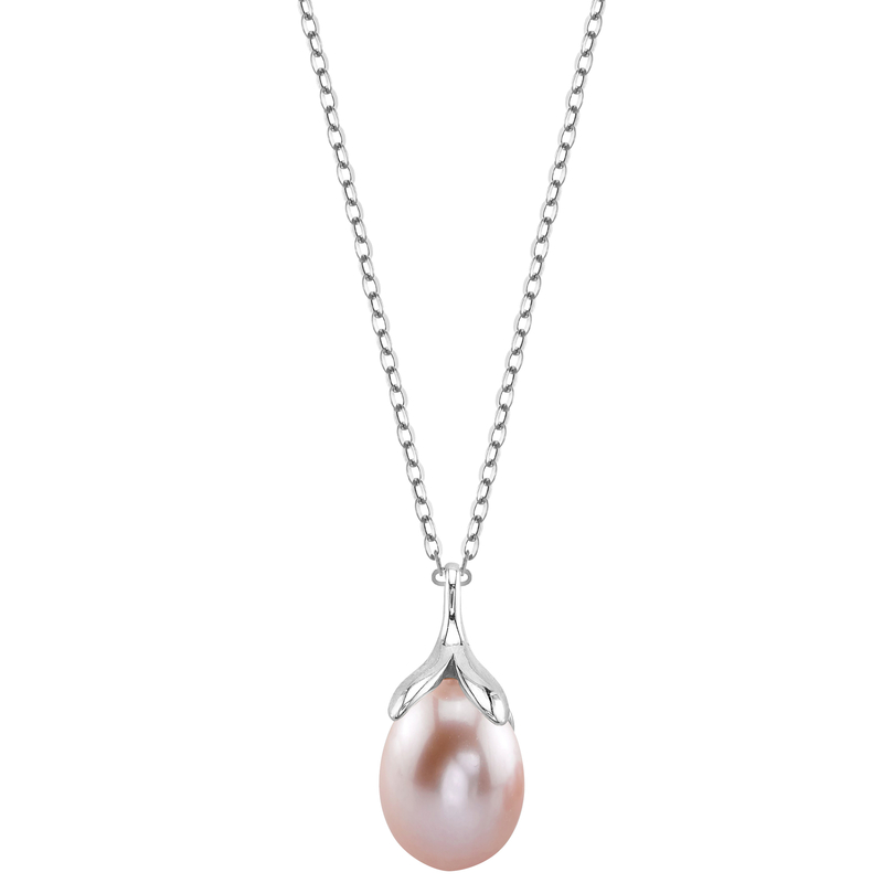 10–11 mm rosa Süßwasserperle, rosévergoldeter Anhänger in Olivenform