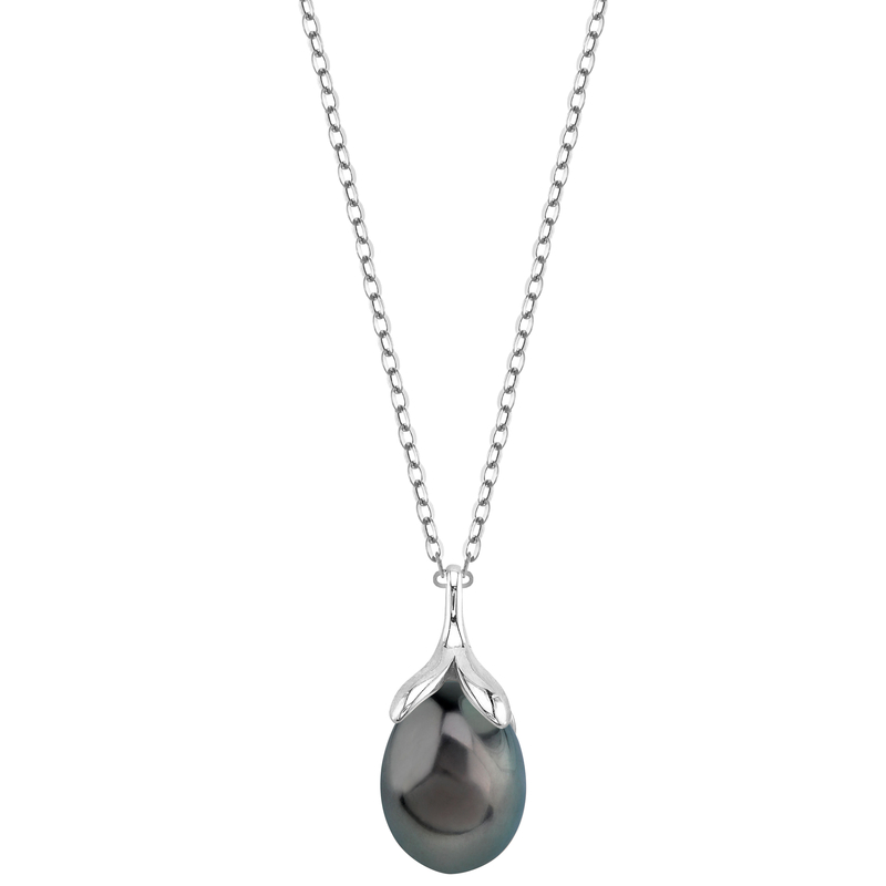 10–11 mm Tahiti-Südseeperle, rosévergoldeter Olivenanhänger