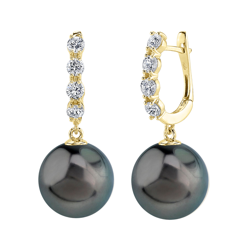 Ohrringe „Belle“ mit tahitischen Südseeperlen und Diamanten