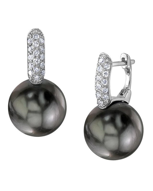 Tahitianische Südseeperlen- und Diamant-Huggie-Ohrringe „Emily“
