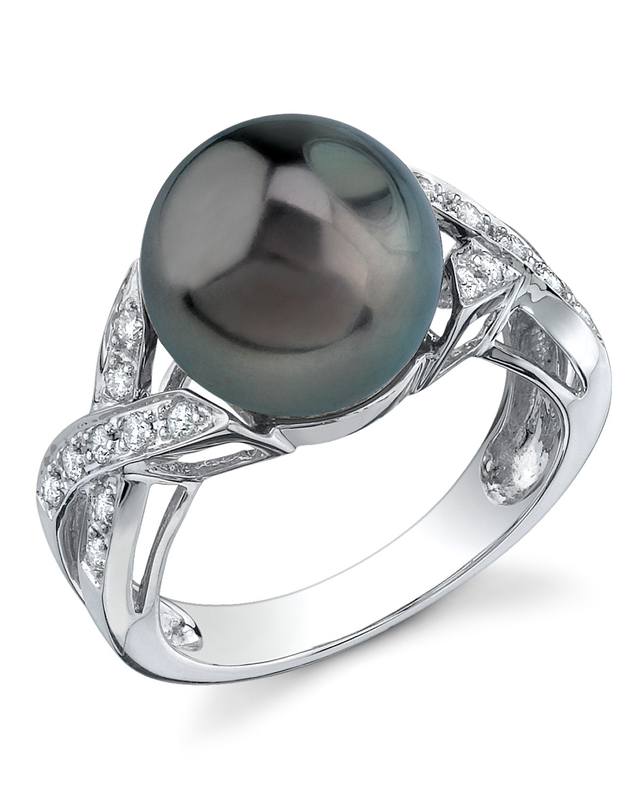 Tahitianischer Südseeperlen- und Diamant-Infinity-Ring