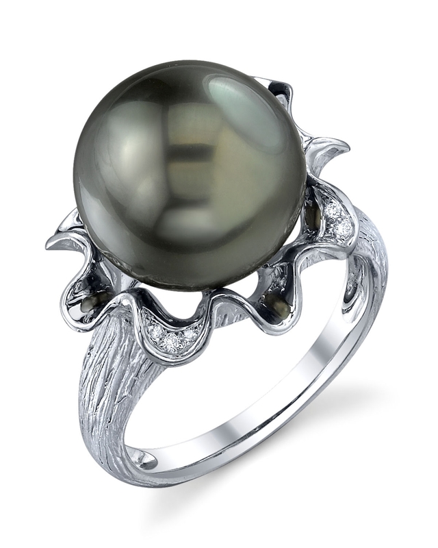 Tahiti-Südseeperlen- und Diamant-Robin-Ring