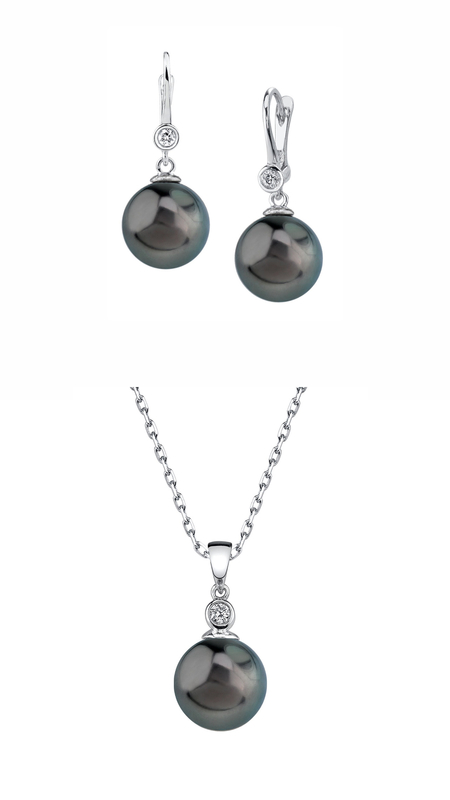 Tahiti-Südseeperlen- und Diamant-Schmuckset „Michelle“