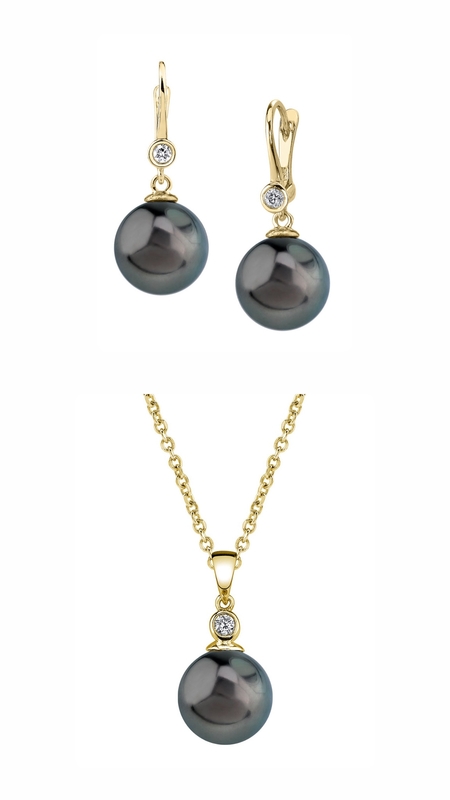Tahiti-Südseeperlen- und Diamant-Schmuckset „Michelle“