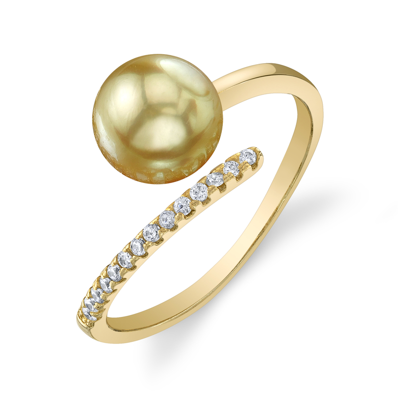 Valentina-Ring mit goldener Südseeperle und Diamanten