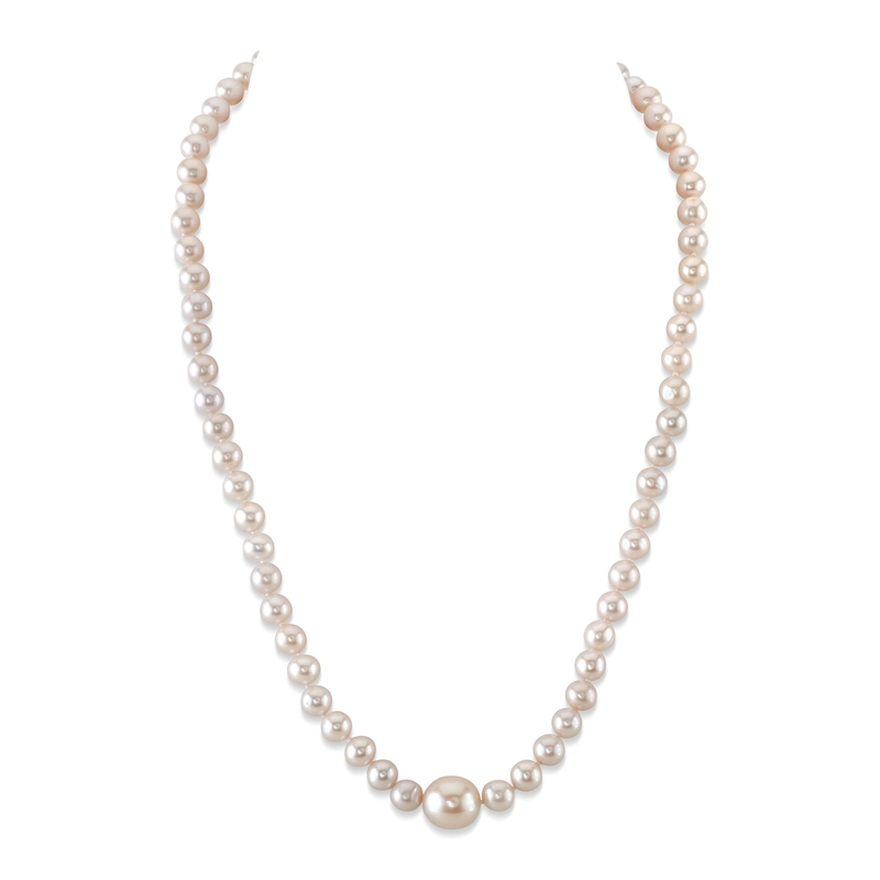 6,0–6,5 mm weiße Süßwasser-Ovalperlen-Kette