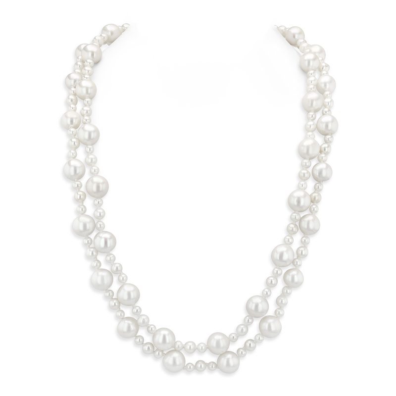 3–8 mm weiße Süßwasser-Doppelperlenkette – AAA-Qualität