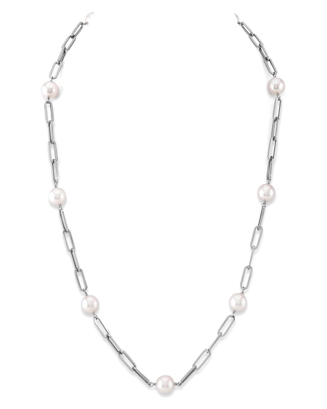 14-karätiges Gold, 8,5–9,0 mm große japanische Akoya-Perle & Gliederkette