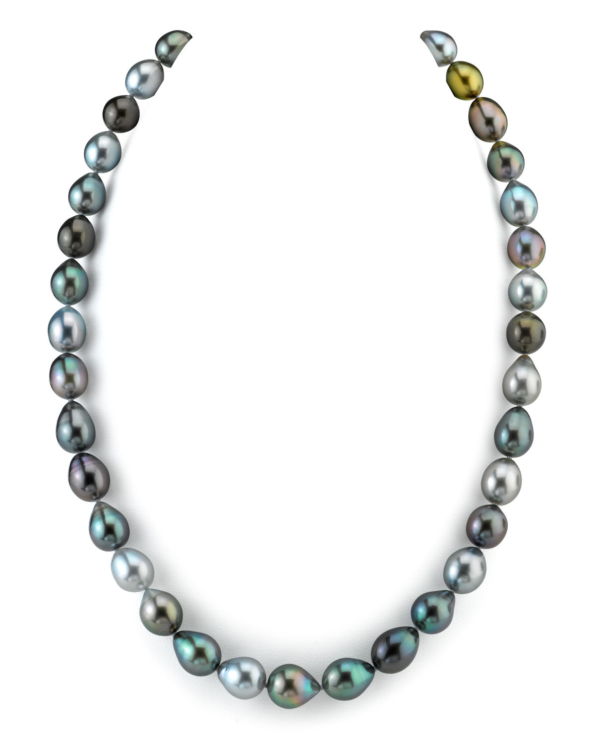 8–10 mm Tahiti-Südsee-Perlenkette mit mehrfarbigen Tropfenperlen – AAAA-Qualität