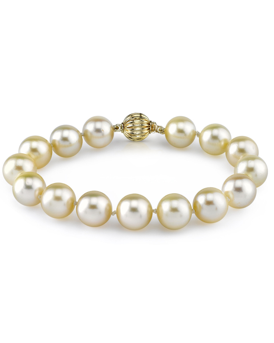 Armband aus 9–10 mm großen champagnerfarbenen Südseeperlen