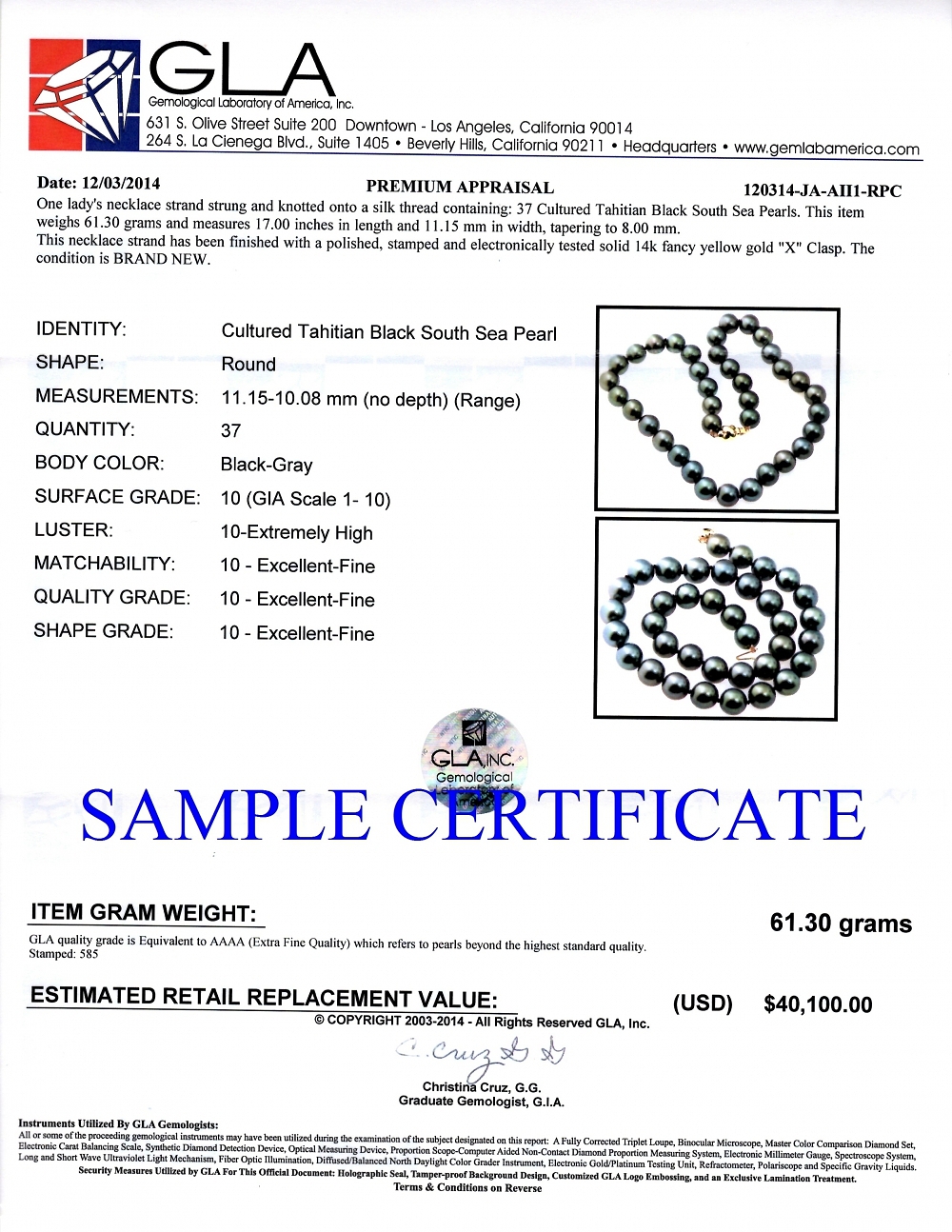 10–11 mm Tahiti-Südseeperlen-Halskette – AAAA-Qualität – Drittes Bild