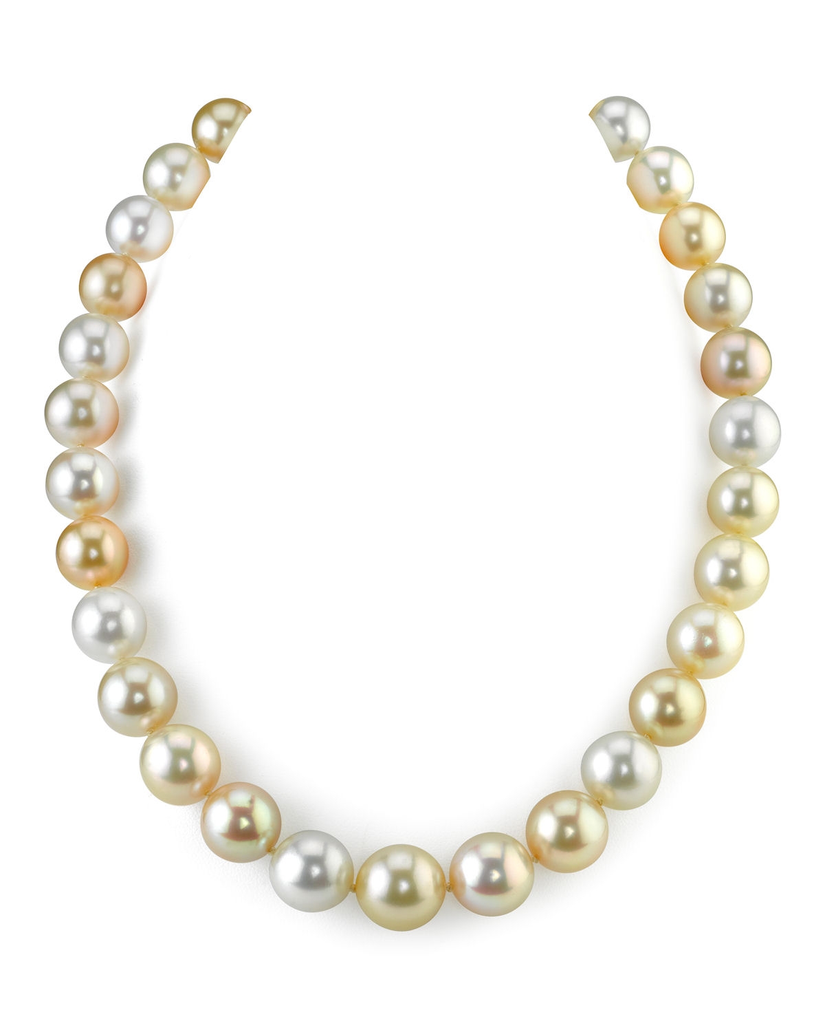 10–13 mm große mehrfarbige Südseeperlenkette in Gold und Weiß – AAAA-Qualität